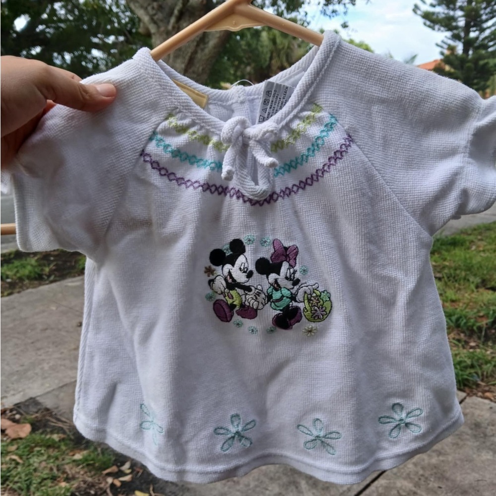 Vintage Disney Tee with Mickey and Minnie Embroidery